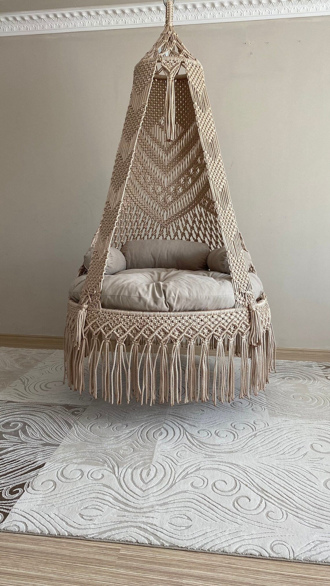 Macrame Swing With Cushions in 35 inches - Leechoo